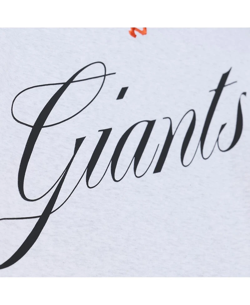 Mitchell & Ness Women's Heather Gray San Francisco Giants Script Cropped Boxy T-Shirt