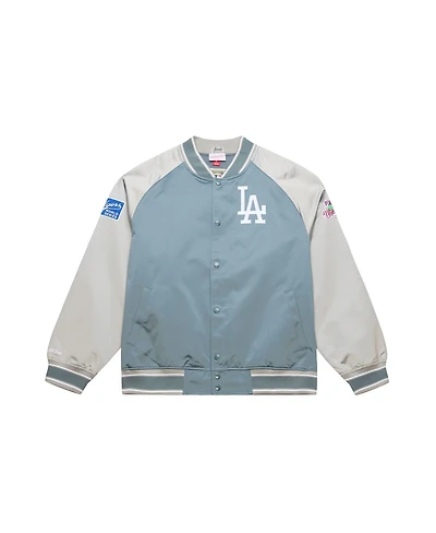 Mitchell Ness Men's Gray Los Angeles Dodgers Thunderstorm Head Coach Lightweight Satin Full-Snap Jacket