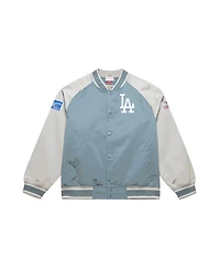 Mitchell Ness Men's Gray Los Angeles Dodgers Thunderstorm Head Coach Lightweight Satin Full-Snap Jacket