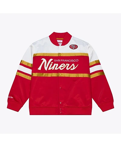 Mitchell & Ness Men's Scarlet San Francisco 49ers Head Coach Lightweight Full-Snap Satin Jacket
