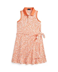 Polo Ralph Lauren Girls' 7-16 Pineapple Faux-Wrap Mesh Dress