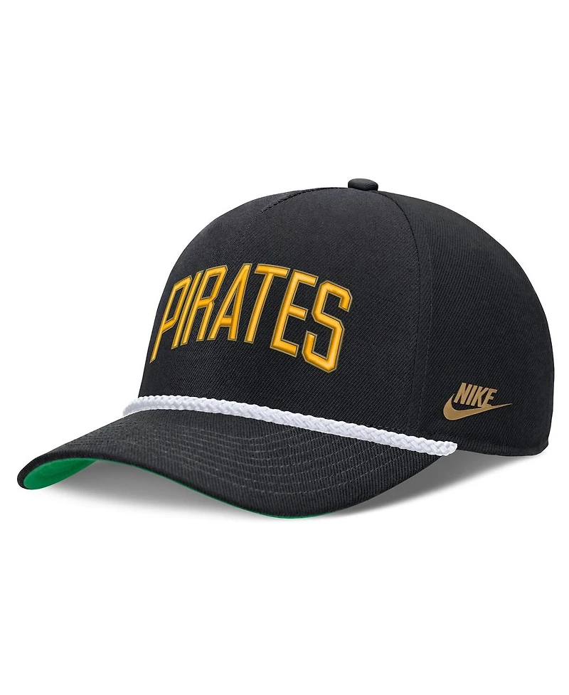 Nike Men's Black Pittsburgh Pirates Cooperstown Collection Rise Adjustable Hat