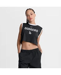 Nike Women's Black Los Angeles Dodgers Primetime Loose Dri-fit Cropped Tank Top