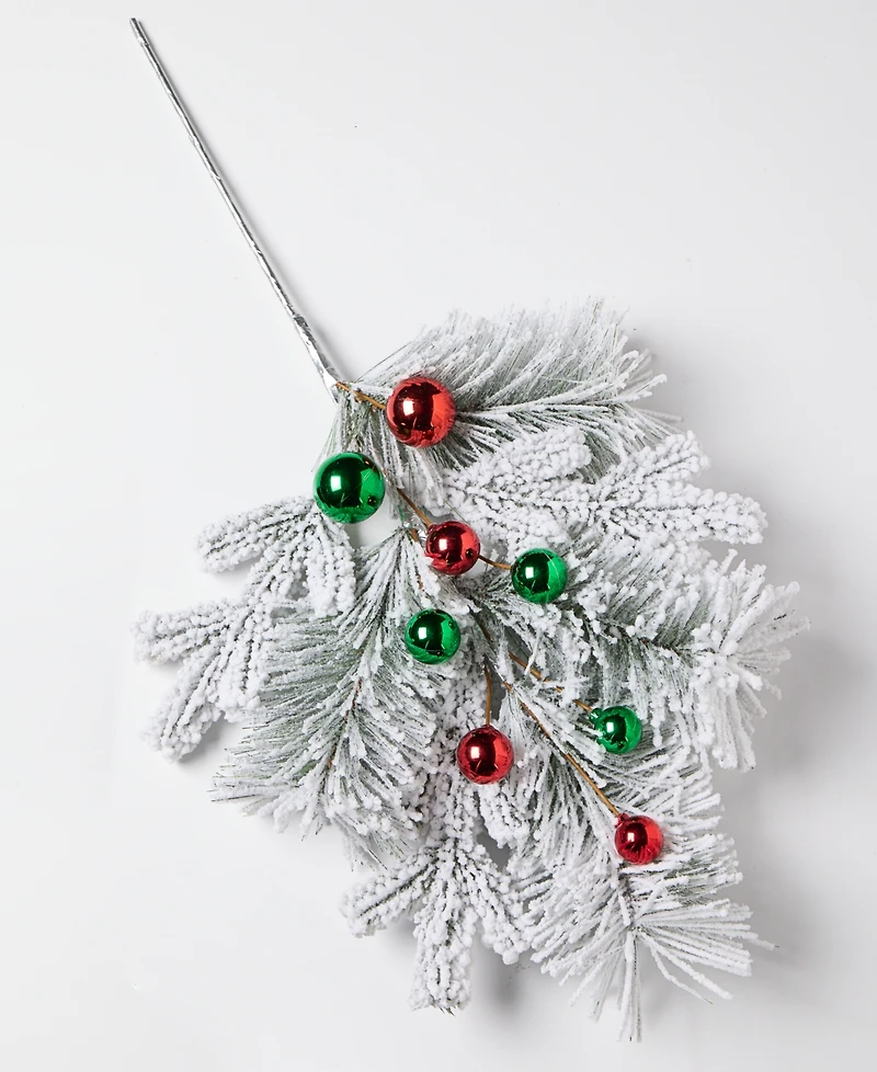 Holiday Lane Christmas Cheer Leaves with Ornaments Pick, Macy's Exclusive