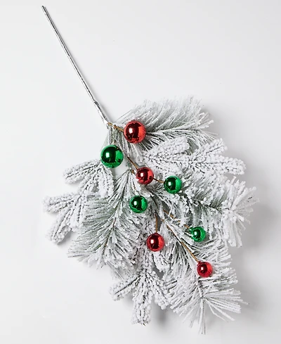 Holiday Lane Christmas Cheer Leaves with Ornaments Pick, Macy's Exclusive