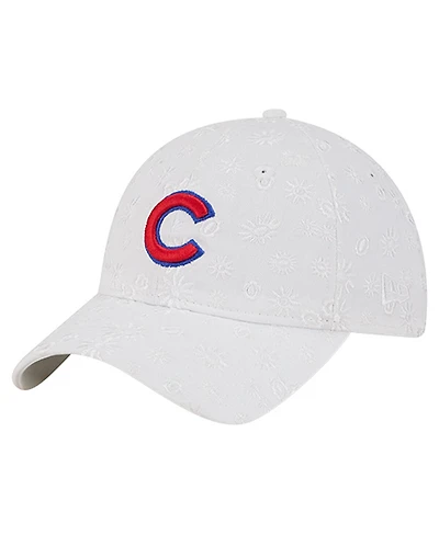 New Era Women's White Chicago Cubs Floral Mesh 9TWENTY Adjustable Hat