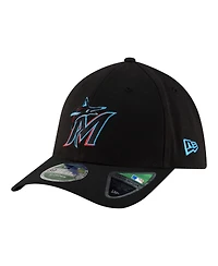 New Era Men's Black Miami Marlins Player Replica 39THIRTY M-Crown Flex Hat