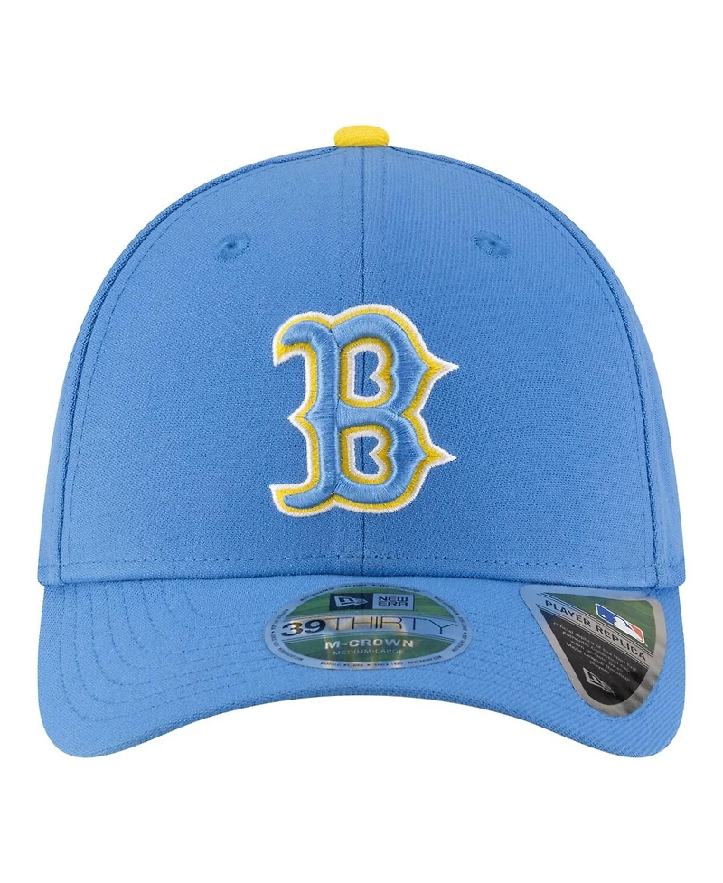 New Era Men's Light Blue Boston Red Sox Player Replica 39THIRTY M-Crown Flex Hat