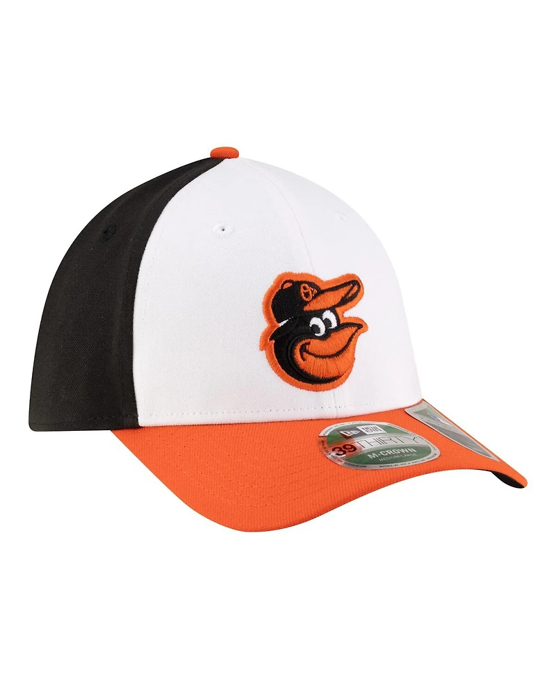 New Era Men's White/Orange Baltimore Orioles Player Replica 39THIRTY M-Crown Flex Hat