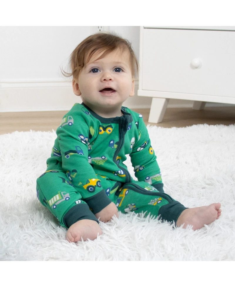 The Peanutshell Toddler Boys Trucks & Tractors Cotton Footless Pajamas for Boys, 2 Pack