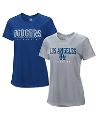 G-iii 4Her by Carl Banks Women's Royal/Heather Gray Los Angeles Dodgers Two T-Shirt Combo Pack