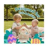 Sperric Easter Egg Plush Basket Toy Set, 9.5" Easter Egg Hunt Basket with Bunny Design, Soft Decorative Easter Plush Toys