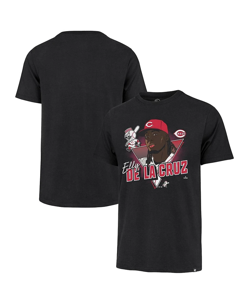 '47 Brand Men's Elly De La Cruz Black Cincinnati Reds Player Caricature Franklin T-Shirt