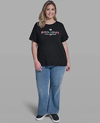 Karl Lagerfeld Paris Plus Bonjour Crew Neck T-Shirt