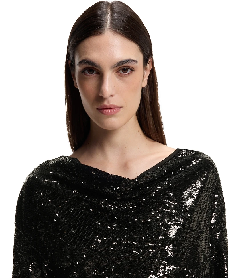 Boss by Hugo Women's Draped-Neckline Sequin Dress
