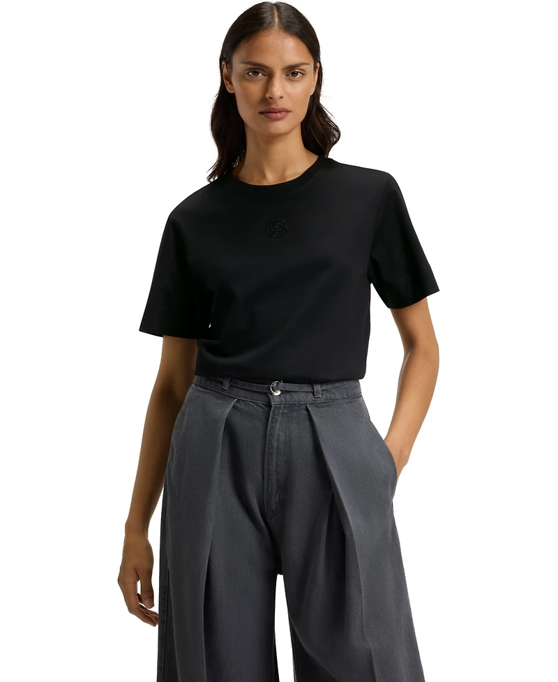 Boss by Hugo Boss Women's Mercerized-Cotton Rhinestone Double B T-Shirt