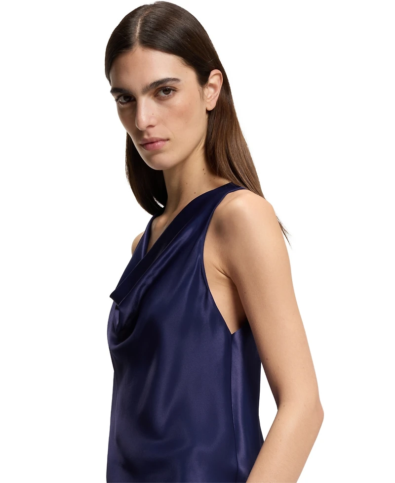 Boss by Hugo Women's Satin Draped Neckline Sleeveless Top
