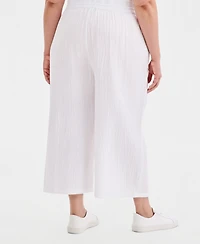 Style & Co Plus Cotton Gauze Cropped Drawstring Pants, Macy's Exclusive