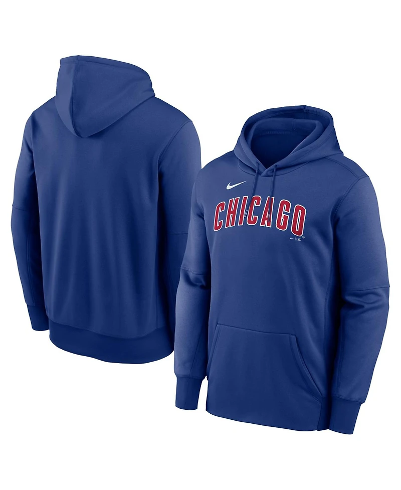 Nike Men's Royal Chicago Cubs Primary Wordmark Therma Hoodie