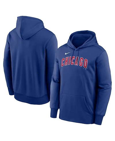 Nike Men's Royal Chicago Cubs Primary Wordmark Therma Hoodie
