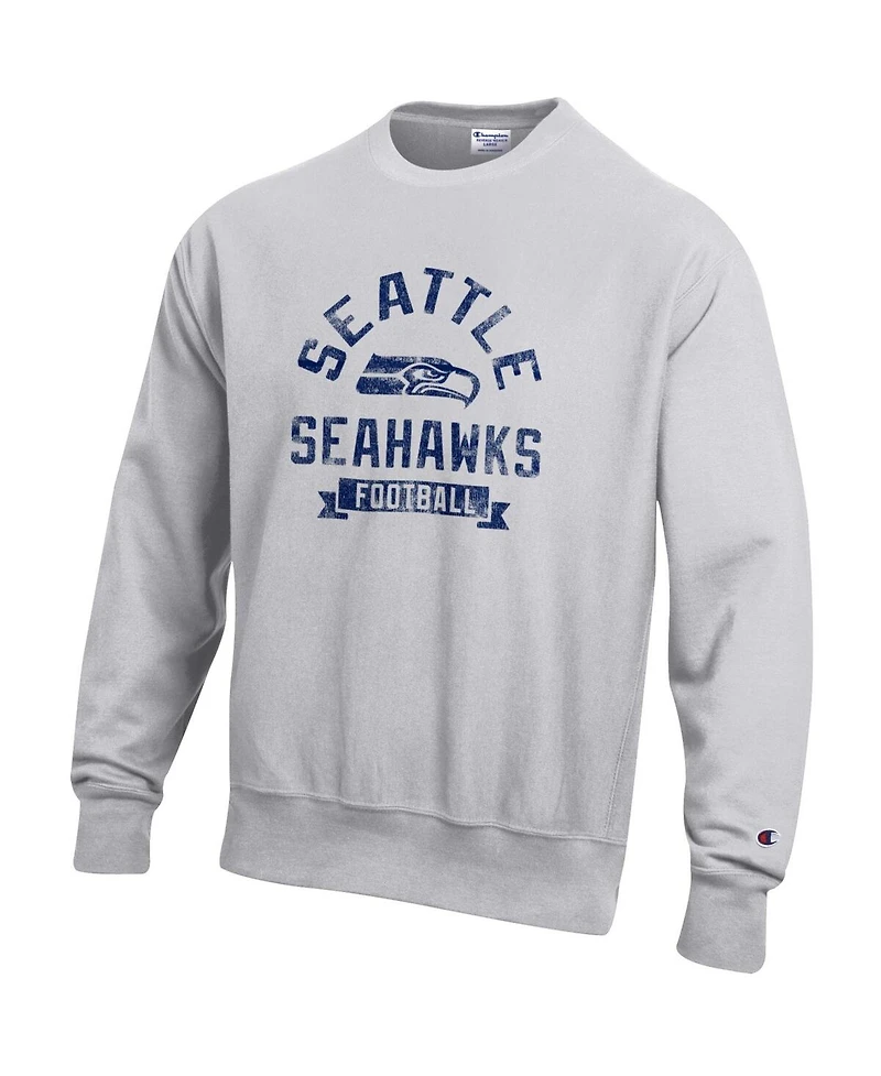 Champion Men's Heather Gray Seattle Seahawks Reverse Weave Fleece Pullover Sweatshirt