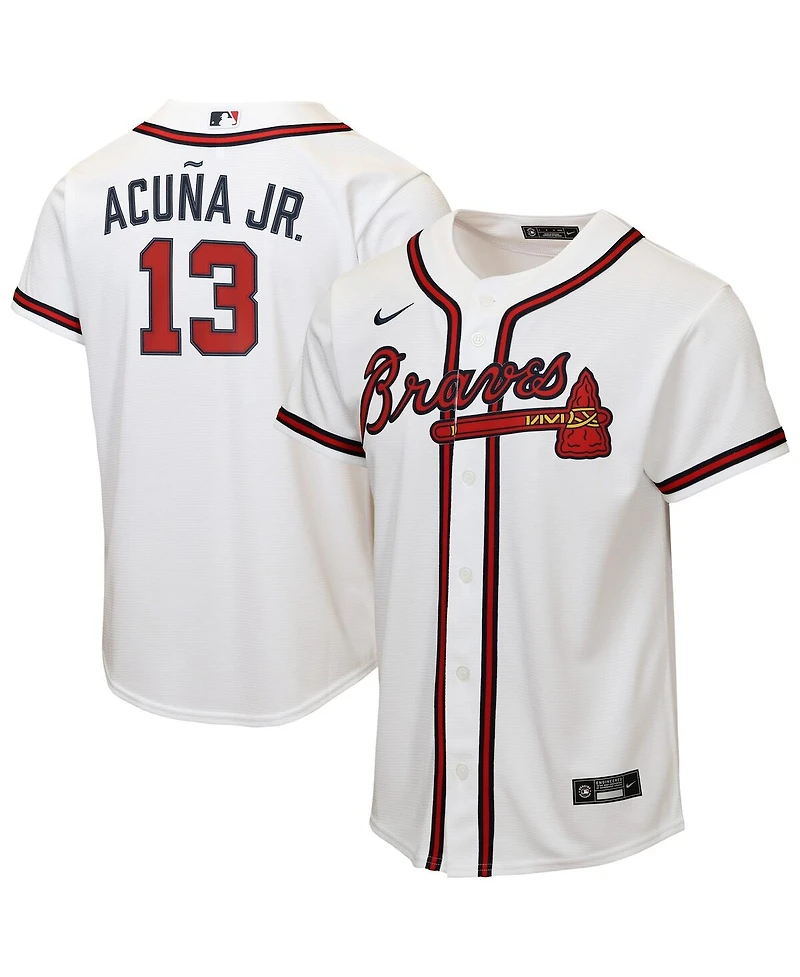 Nike Big Boys and Girls Ronald Acuna Jr. White Atlanta Braves Home Replica Player Jersey