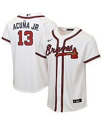 Nike Big Boys and Girls Ronald Acuna Jr. White Atlanta Braves Home Replica Player Jersey