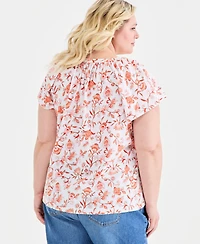 Style & Co Plus Relaxed Flutter-Sleeve Blouse, Macy's Exclusive