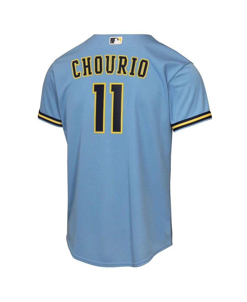Nike Big Boys and Girls Jackson Chourio Light Blue Milwaukee Brewers Road Replica Jersey