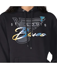 G-iii 4Her by Carl Banks Men's Black St. Louis Blues Shadow Logo Fleece Pullover Hoodie