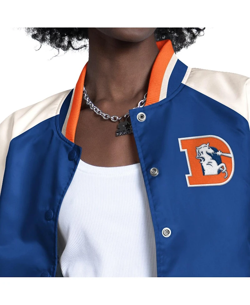 Starter Women's Blue/White Denver Broncos Raglan Blitz Full-Snap Varsity Jacket