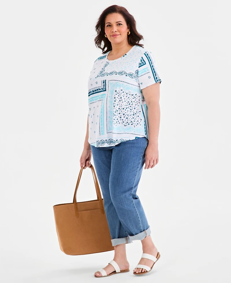 Style & Co Plus Short-Sleeve Bandana-Print T-Shirt, Macy's Exclusive