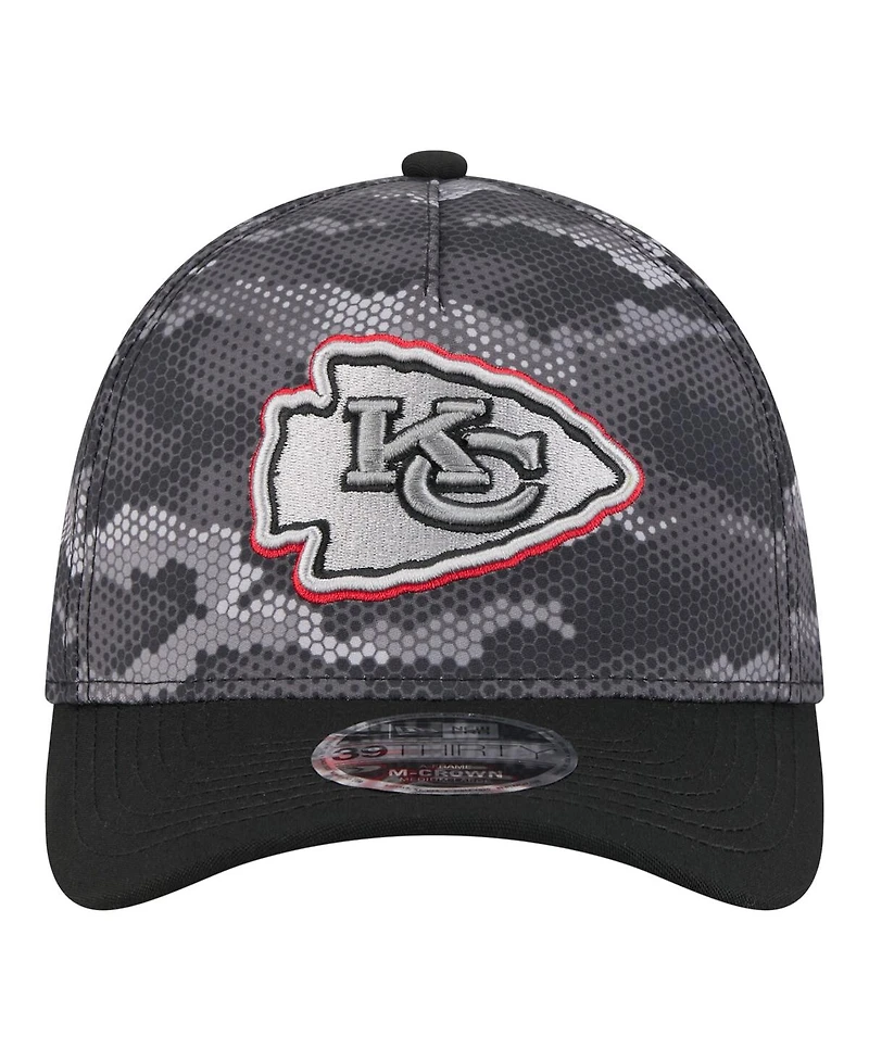 New Era Men's Black Kansas City Chiefs Camo A-Frame 39THIRTY Flex Hat