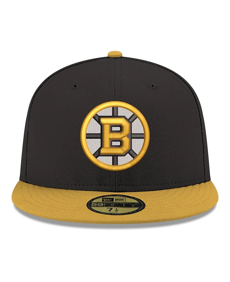 New Era Men's Black Boston Bruins Core Logo Two-Tone 59FIFTY Fitted Hat