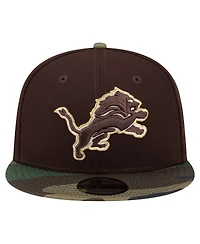 New Era Men's Dark Brown Detroit Lions Burnt Wood Camo 9FIFTY Snapback Hat