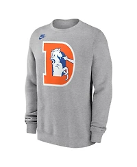Nike Men's Heather Gray Denver Broncos D Horse Logo Club Sweatshirt