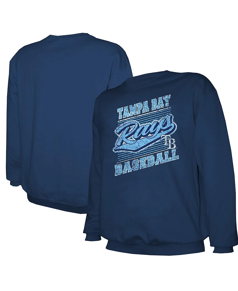 Stitches Men's Navy Tampa Bay Rays Lightweight Crew Sweatshirt