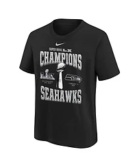 Nike Big Boys and Girls Black Seattle Seahawks Super Bowl Lx Champions Locker Room Trophy Collection Replica T-Shirt