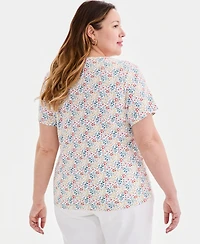 Style & Co Plus Printed Short-Sleeve T-Shirt, Macy's Exclusive