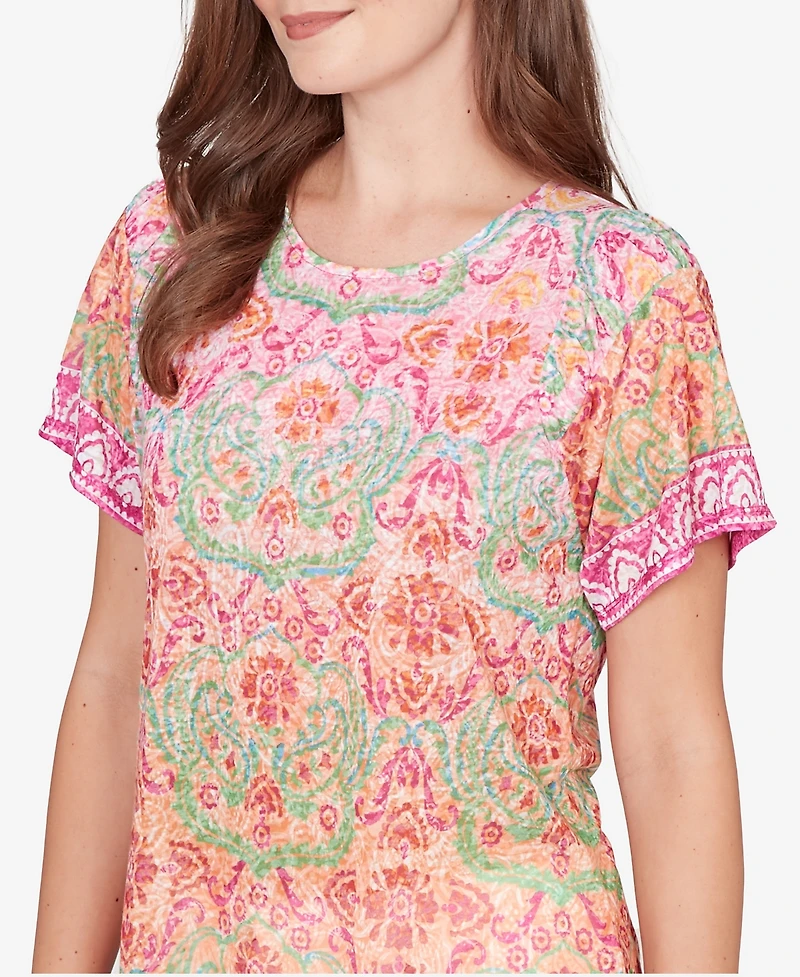 Ruby Rd. Petite Floral Damask Print Knit T-shirt