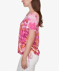 Ruby Rd. Petite Bold Watercolor Floral Knit T-shirt