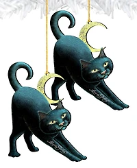 Designocracy Black Cat Holiday Ornaments, Set of 2