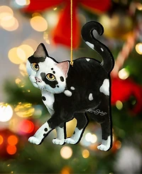 Designocracy Cookie and Creme Cat Holiday Ornaments, Set of 2