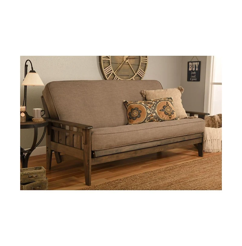 Kodiak Tucson Frame-Rustic Walnut Finish-Linen Stone Mattress