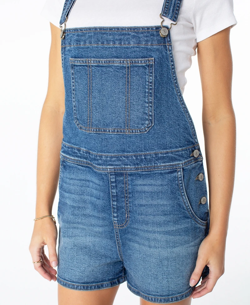 Celebrity Pink Women's Square Neck Denim Shortalls