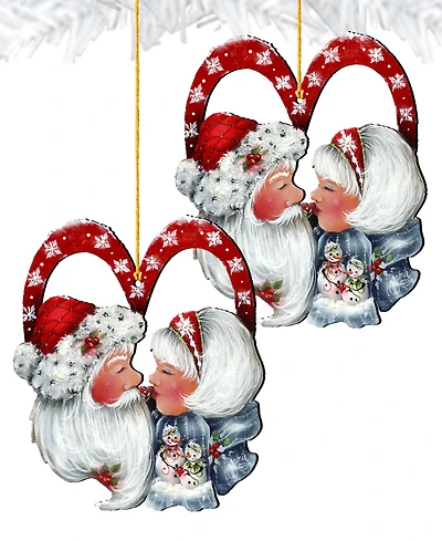 Designocracy Merry Kissmas, Holiday Ornaments, Set of 2