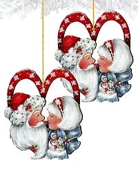 Designocracy Merry Kissmas, Holiday Ornaments, Set of 2