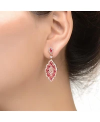 18K Rose Gold Plated Clear and Red Cubic Zirconia Accent Dangle Earrings
