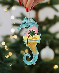 Designocracy Sea Turtle, Mermaid, Seahorse Holiday Ornaments, Set of 3