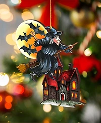 Designocracy Christmas Witch Holiday Ornaments, Set of 2